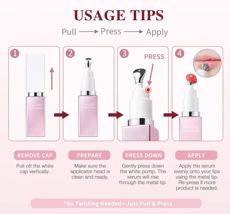 ALL IN 1 Lip Serum-24-Hour Long-Lasting Hydration-SPF15+-Nourishing, Moisturizing, Brightening, Reduces Lip Lines, Sun Protection
