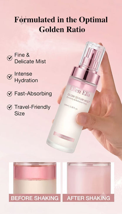 Ellen Ella PDRN-Niacinamide Serum Mist-Brightens skin tone, fades dark spots, soothes redness and sensitivity, moisturizes, and prevents makeup from fading