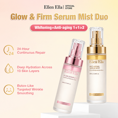Ellen Ella Serum Mist Duo Combo Whitening & Anti-Aging & Repair - Pink for morning Cooling glow, Yellow for Night Repairing