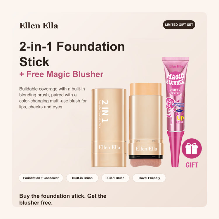 Ellen Ella 2-in-1 Foundation & Sunscreen Concealer Stick with Free 3-in-1 Magic Blusher