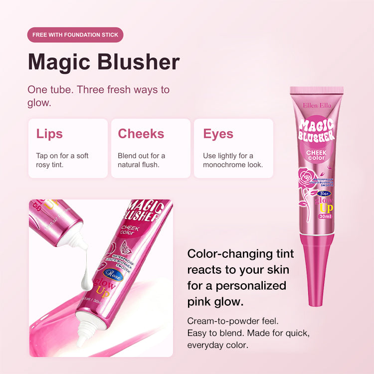 Ellen Ella 2-in-1 Foundation & Sunscreen Concealer Stick with Free 3-in-1 Magic Blusher