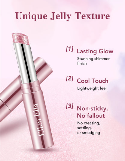 Ellen Ella Jelly Eyeshadow Stick-8 HR WEAR,NO CREASING,SPARKLING,SHINE-Lasting Glow,Cool Touch,Non-sticky,No fallout