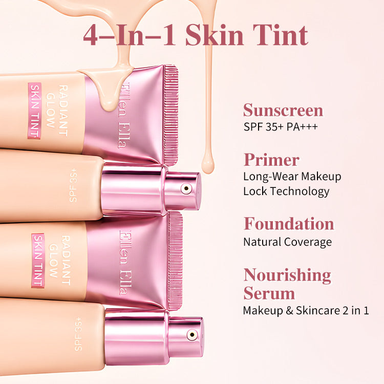 Ellen Ella Radiant Skin Tint - SPF35+ PA++++ Sun Protection, 12-Hour Flawless Coverage - Natural Radiant Finish