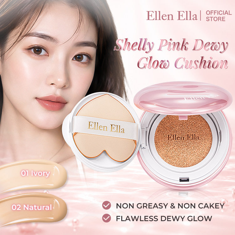 Ellen Ella Shelly Pink Dewy Glow Cushion-Fresh Dewy Glow-Sweat-Resistant-No Cakey Finish-Glow Without Greasiness