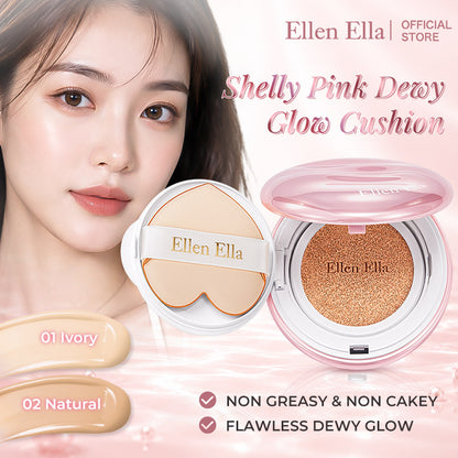 Ellen Ella Shelly Pink Dewy Glow Cushion-Fresh Dewy Glow-Sweat-Resistant-No Cakey Finish-Glow Without Greasiness