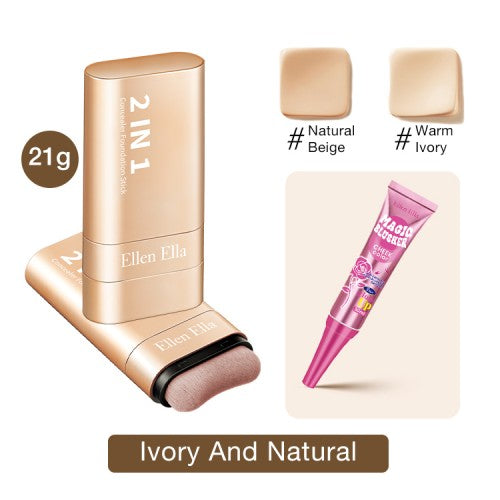 Ellen Ella 2-in-1 Foundation & Sunscreen Concealer Stick with Free 3-in-1 Magic Blusher