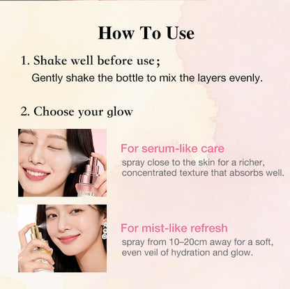 Ellen Ella PDRN-Niacinamide Serum Mist-Brightens skin tone, fades dark spots, soothes redness and sensitivity, moisturizes, and prevents makeup from fading