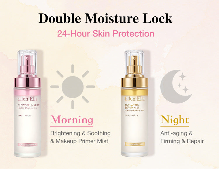 Ellen Ella Serum Mist Duo Combo Whitening & Anti-Aging & Repair - Pink for morning Cooling glow, Yellow for Night Repairing