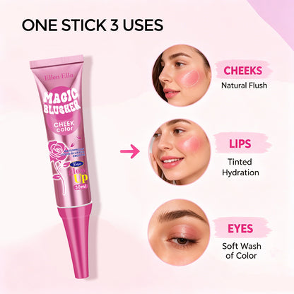 Ellen Ella Magic Blusher – Temperature-Activated Color Changing Blush for Kids & Tweens (Ages 6–15) | Waterproof 3-in-1 Cheek, Lip & Eye Tint