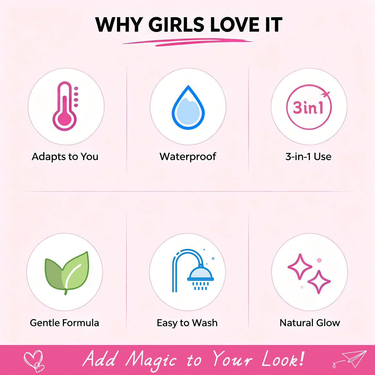 Ellen Ella Magic Blusher – Temperature-Activated Color Changing Blush for Kids & Tweens (Ages 6–15) | Waterproof 3-in-1 Cheek, Lip & Eye Tint