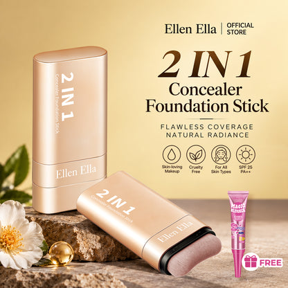Ellen Ella K-Beauty 2-in-1 Foundation & Sunscreen Concealer Stick with Free 3-in-1 Magic Blusher