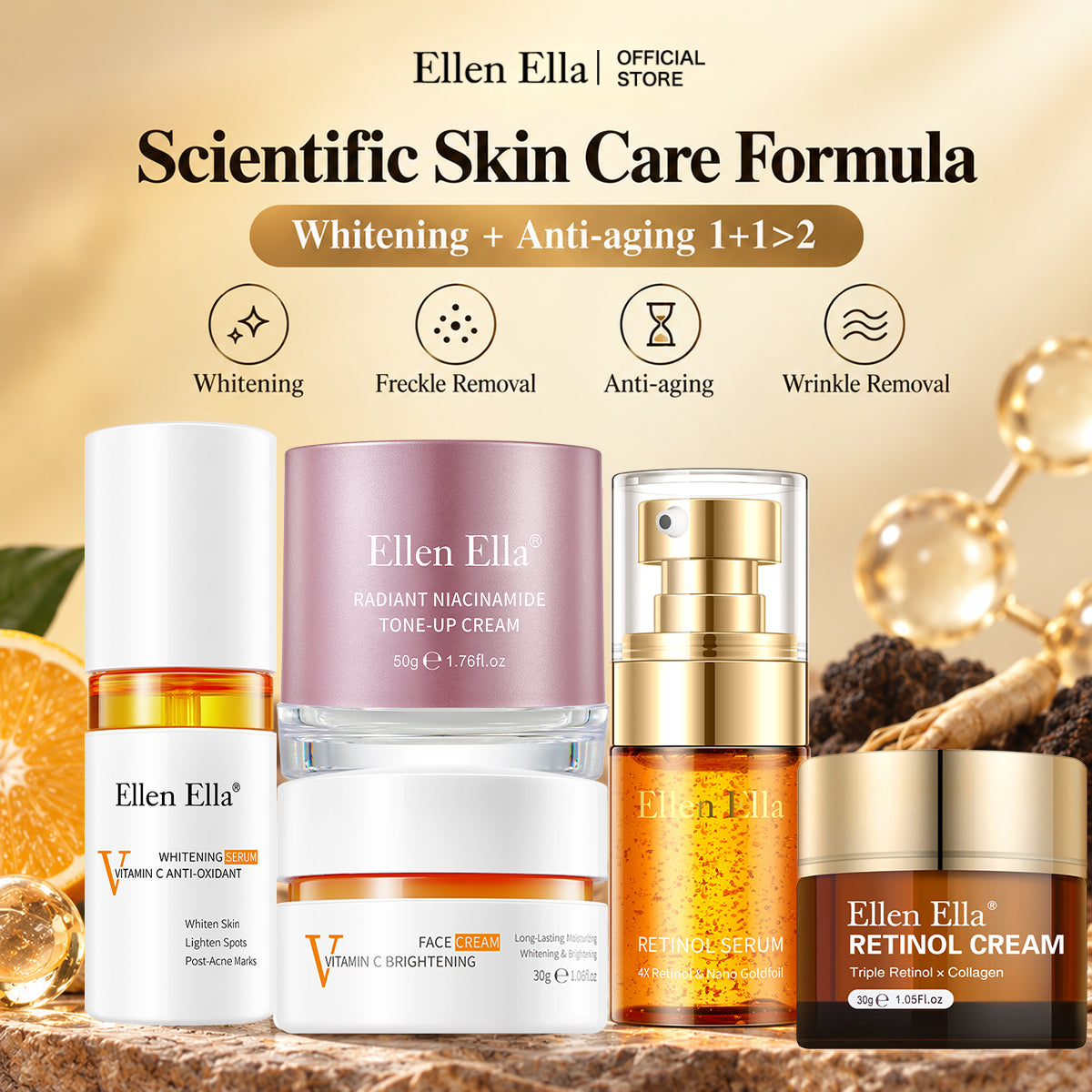ELLEN ELLA Upgraded scientific skin care kit- 1+1>2-Restore youthful and glowing skin